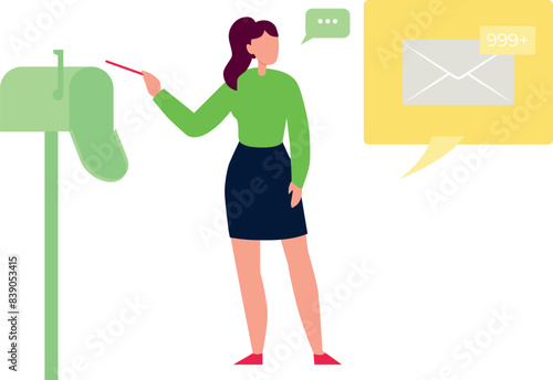 The girl is telling about the notification.