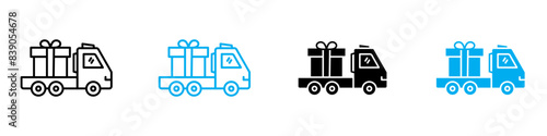 Truck carrying gift box icon vector set collection for web