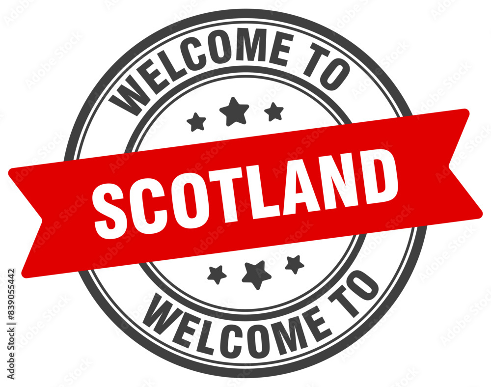 Welcome to Scotland stamp. Scotland round sign Welcome to Scotland stamp. Scotland round sign