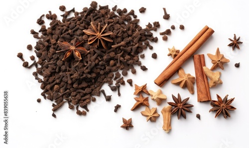 Wallpaper Mural Assortment of cloves and various spices, isolated on white Torontodigital.ca
