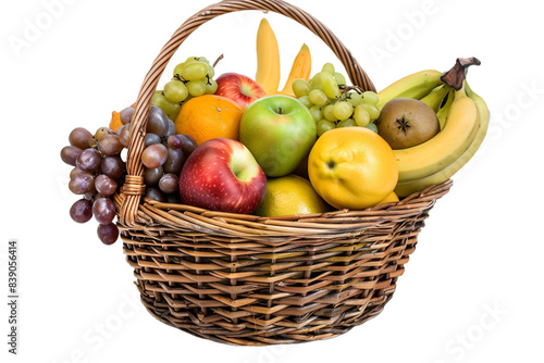 Fruits in a bowl isolated on transparent background