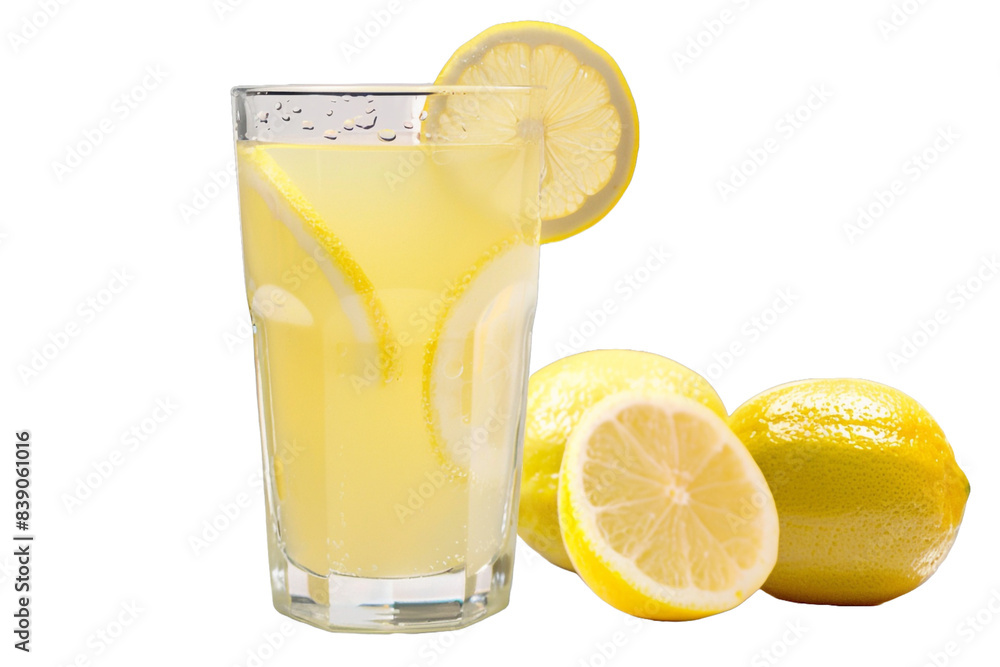 Glass of lemon orange juice isolated on transparent background Glass of lemon orange juice isolated on transparent background