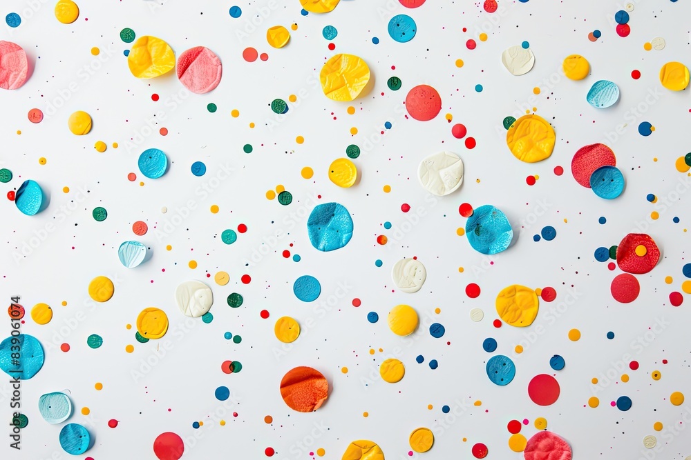 A white background with small, colorful dots scattered randomly, creating a playful and cute feel A white background with small, colorful dots scattered randomly, creating a playful and cute feel