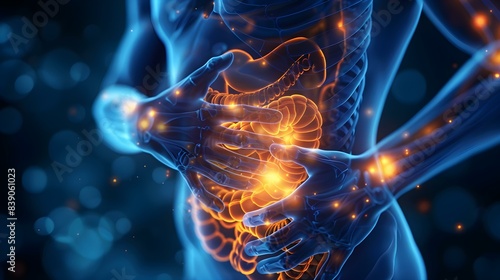 Stomach pain, x-ray view
