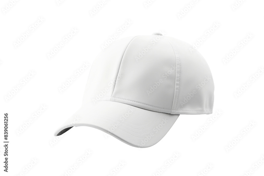 Fototapeta premium Ethereal Elegance: A White Baseball Cap in Pure White on a White or Clear Surface PNG Transparent Background..