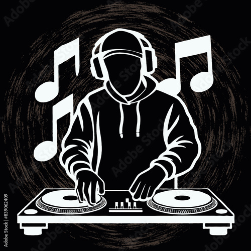 Funny Vector t shirt design dj Music