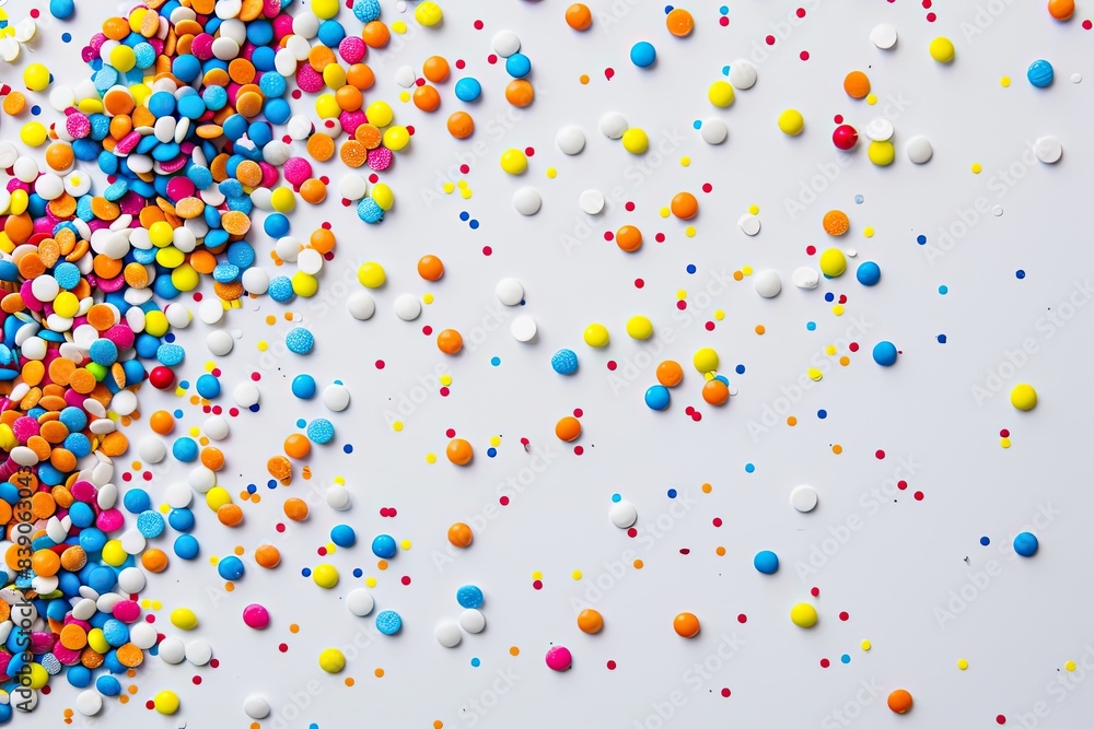 A white background with small, colorful dots scattered randomly, creating a playful and cute feel A white background with small, colorful dots scattered randomly, creating a playful and cute feel