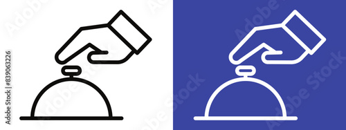 Hand touching service bell icon logo set vector