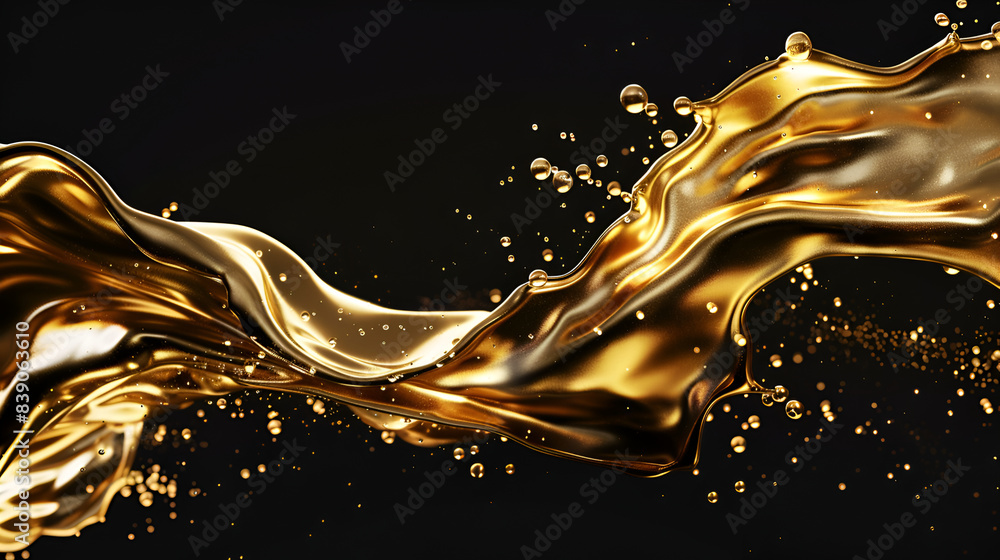 Fototapeta premium Mysterious, beautiful, luxury gold splash, Luxury beautiful gold splash,Beautiful group background with elements, color and gold