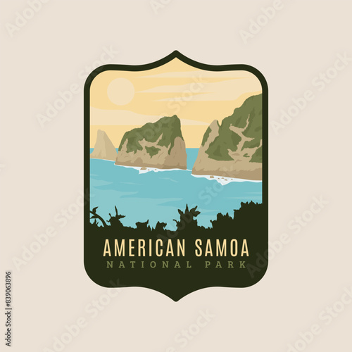 vintage retro american samoa logo with icon emblem and symbol vector illustration design graphic template, national park in america vintage design template.