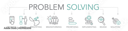 problem solving and solution - thin line two-tone icon concept vector illustration