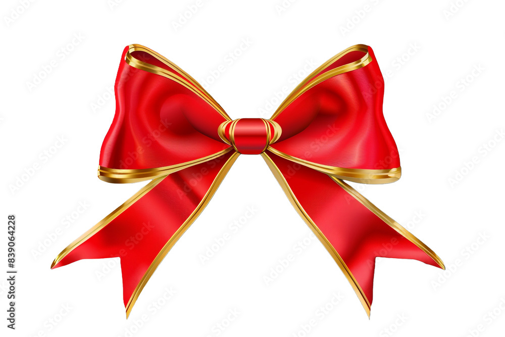 Gold edge red bow isolated on transparent background Gold edge red bow isolated on transparent background