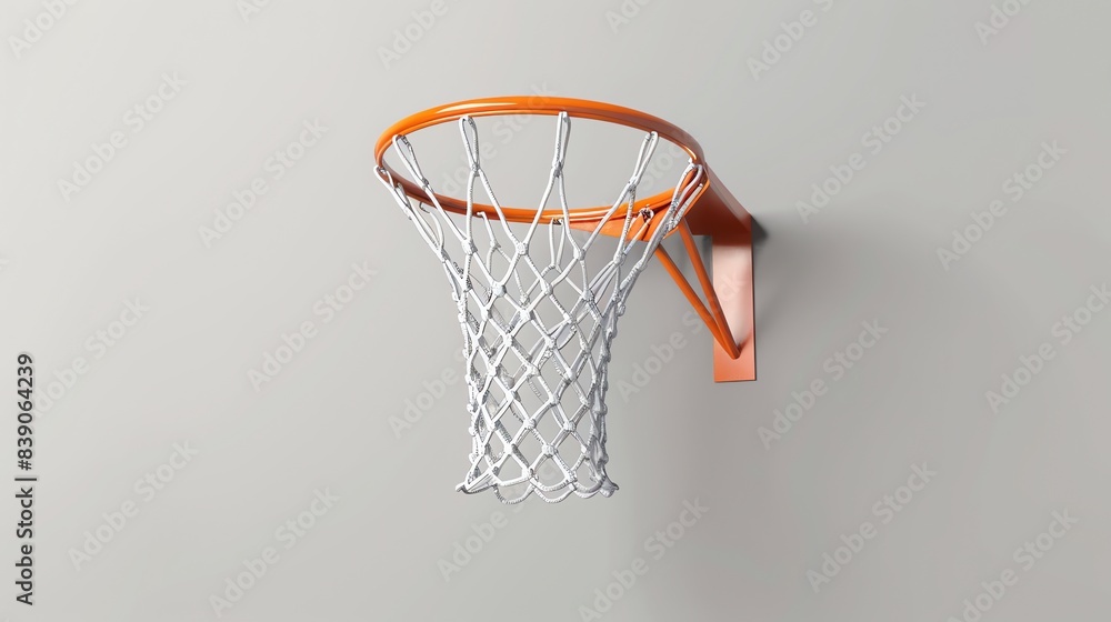 Orange and white basketball hoop isolated on white background. 3D rendering of sports equipment. Orange and white basketball hoop isolated on white background. 3D rendering of sports equipment.