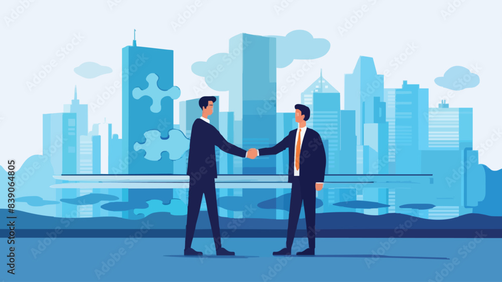 Partnership, teamwork or collaboration to success, solve jigsaw puzzle together, agreement or solution to win corporate trust, cooperation concept, vector Partnership, teamwork or collaboration to success, solve jigsaw puzzle together, agreement or solution to win corporate trust, cooperation concept, vector