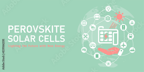 Perovskite solar cell applications vector banner illustration