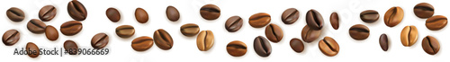 Coffee beans decoration element. Divider from  realistic coffee beans.