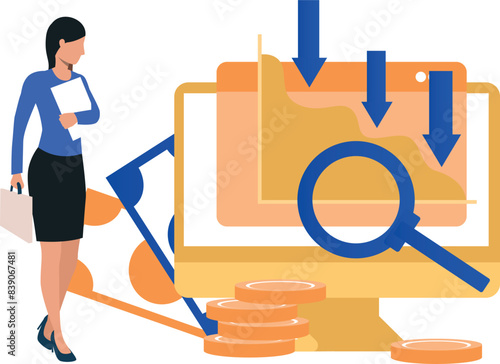 The girl is looking at the monitor searching for a crisis.