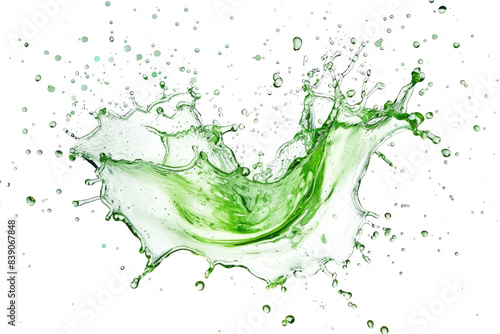 green water splash isolated on white or transparent png