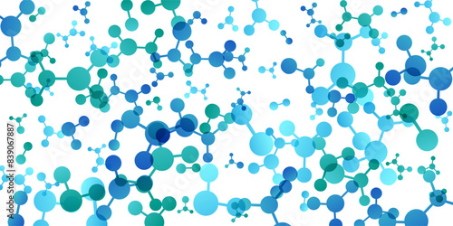 Textured background with molecules, data or other tech structure elements. Pharmacy, biotechnology or chemistry design concept. Vector decoration element in green and blue colors