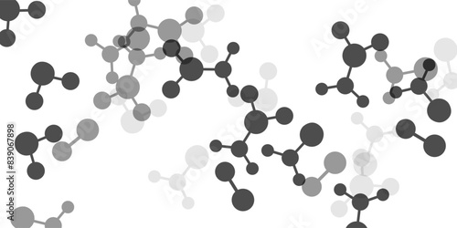 Textured background with molecules, data or other tech structure elements. Pharmacy, biotechnology or chemistry design concept. Vector decoration element in gray colors