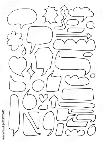 speech bubble Set. color talk bubble text, chat box, in retro style. Frames for texts isolated on white background. Vector illustration