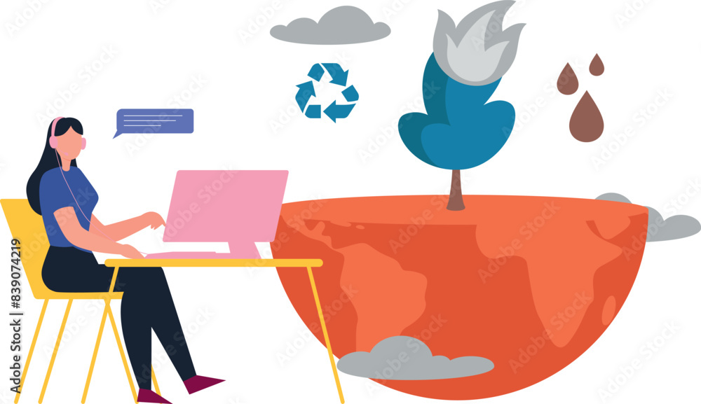 The female is pointing to global environment. The female is pointing to global environment.