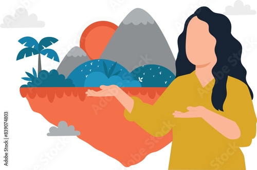 The girl is showing taking care of earth.