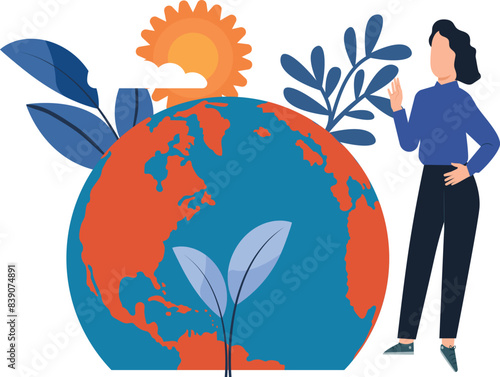 The girl is showing the nature of globe.