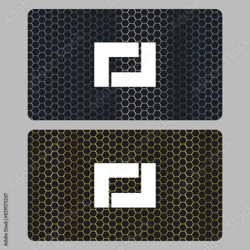 business card background gold and blue honey comb luxury template