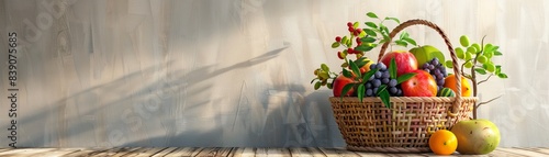 A large basket containing a variety of colorful and juicy fruits