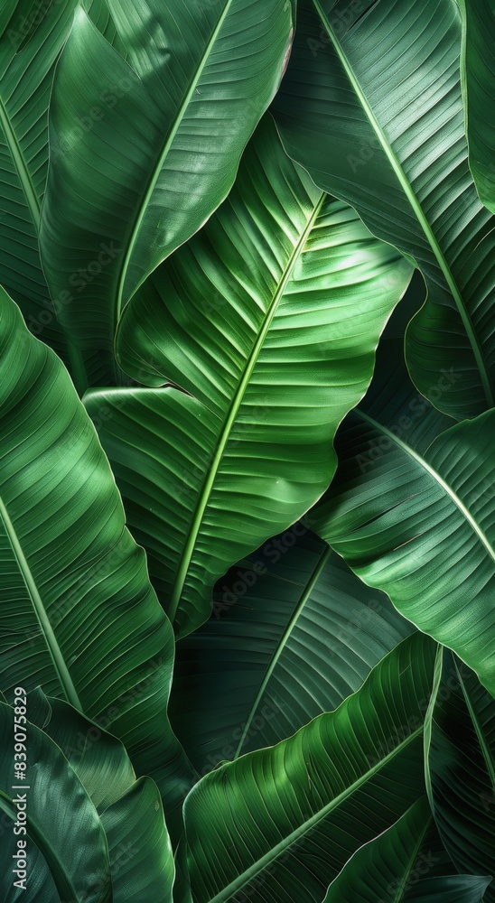 Lush Green Tropical Leaves Close Up Lush Green Tropical Leaves Close Up