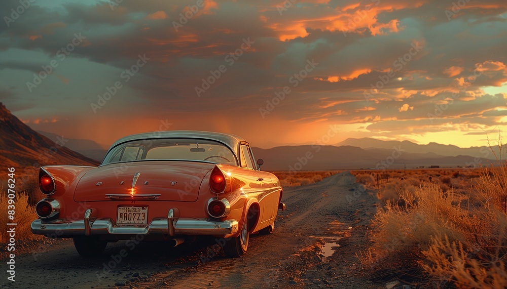 Obraz premium car in the desert
