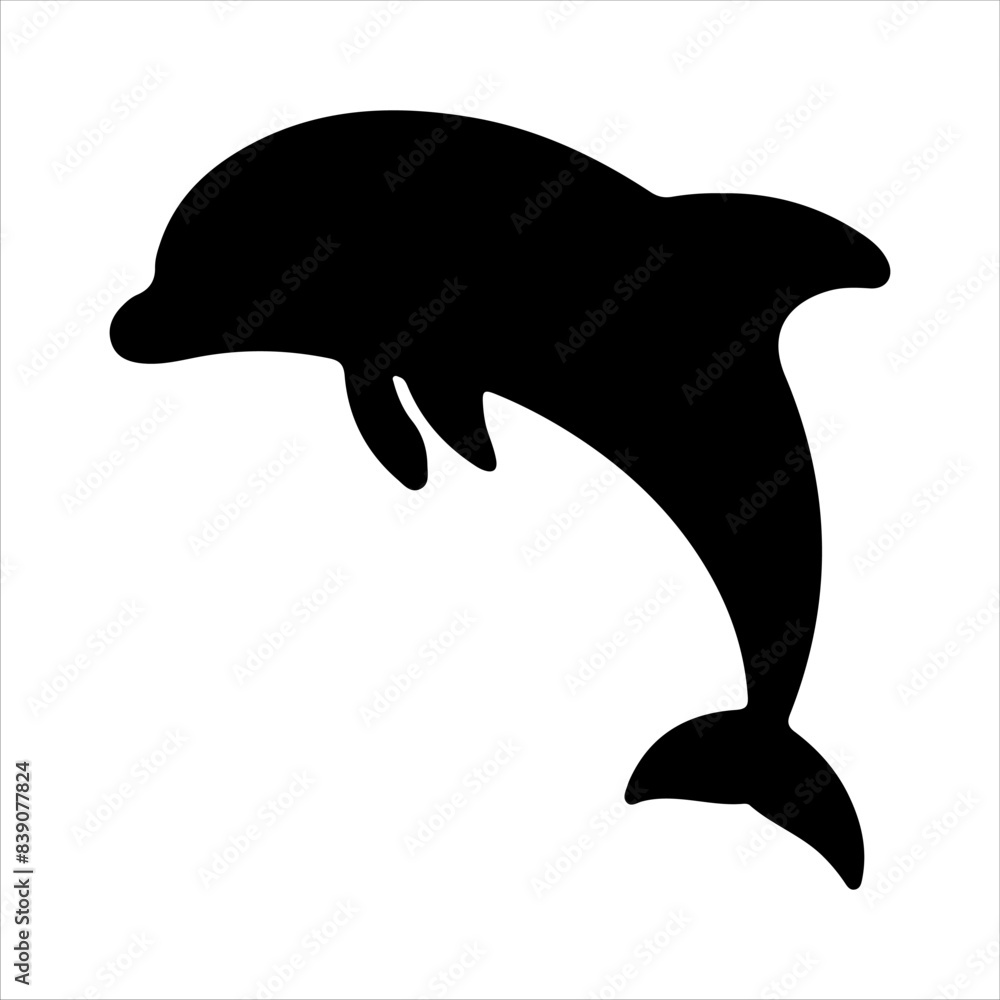 Fototapeta premium Dolphin silhouette isolated on white background. Dolphin icon vector illustration design.