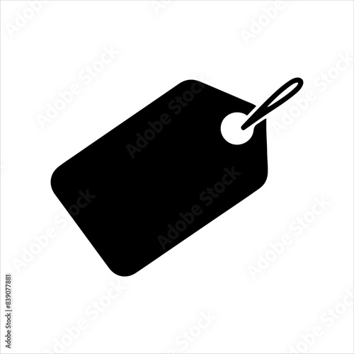 Black price tag silhouette isolated on white background. Price tag icon vector illustration design.