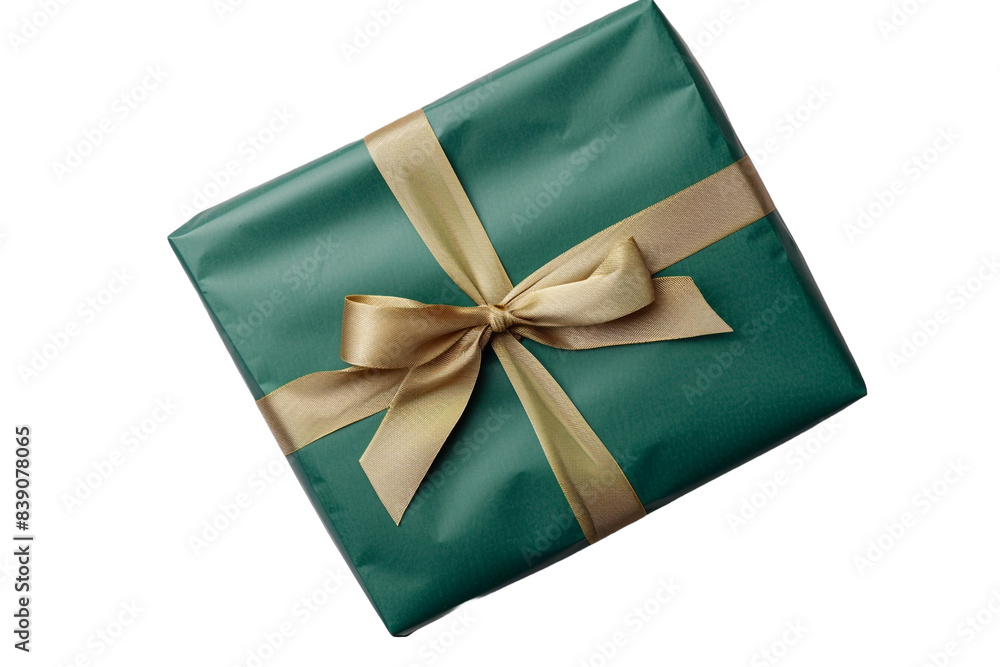 Green gift box isolated on transparent background Green gift box isolated on transparent background