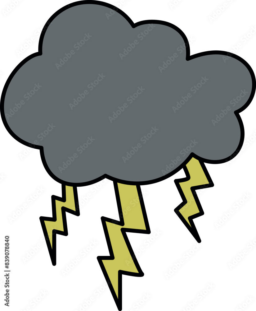 Storm Cloud with Lightning Strikes illustration Storm Cloud with Lightning Strikes illustration