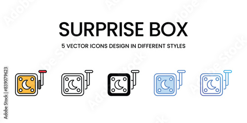 Surprise Box icons vector set stock illustration.