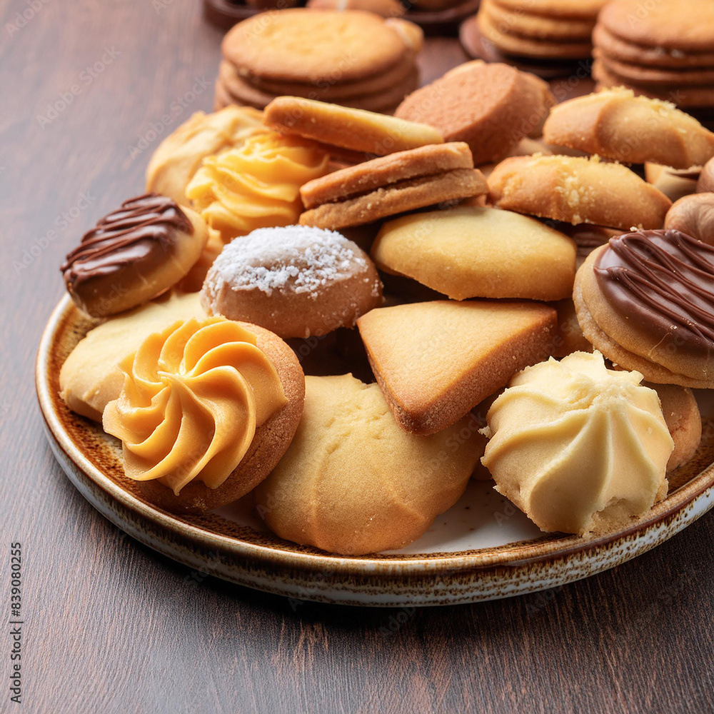 assorted shortbread cookie on a plate on a table assorted shortbread cookie on a plate on a table