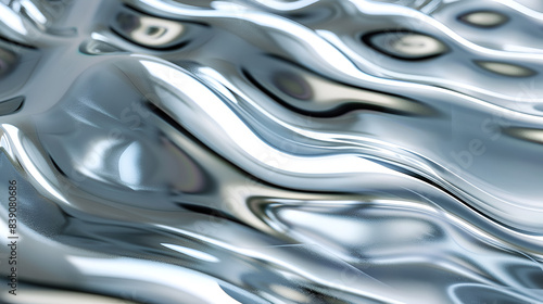silver glowing metal steel alloy background for modern industry technology banner background,
Abstract background with wavy folded surface in silver colors