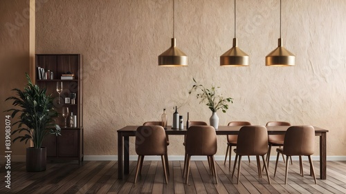 the chandelier in the dining room is a modern take on the classic style