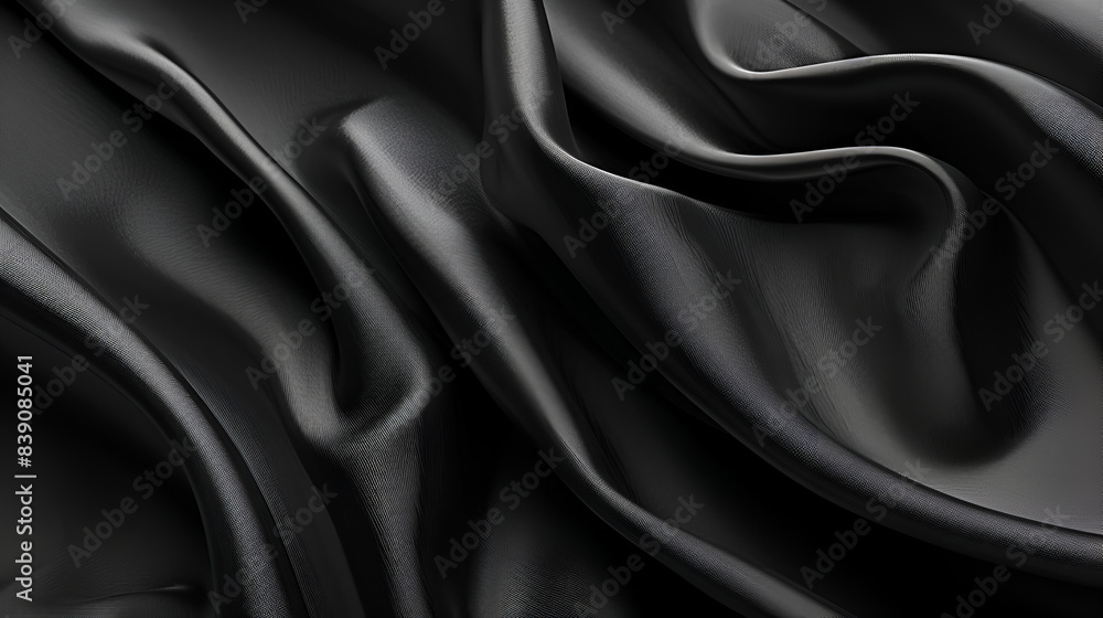 Black fabric abstract background, Elegant black satin silk with waves, abstract background,Black background with drapery fabric. 3d renderin Black fabric abstract background, Elegant black satin silk with waves, abstract background,Black background with drapery fabric. 3d renderin