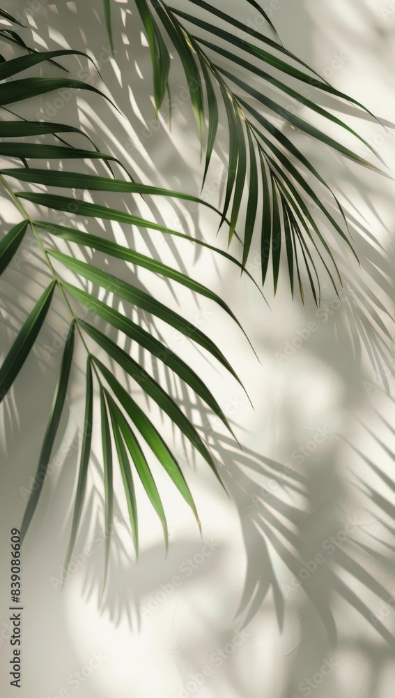 Palm Leaf Shadow on White Wall in the Afternoon Sun Palm Leaf Shadow on White Wall in the Afternoon Sun