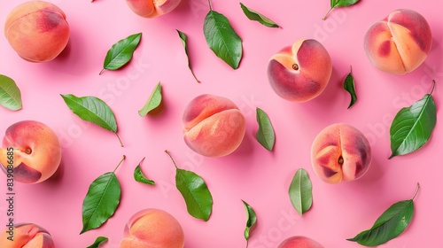 Summer Freshness with Vibrant Peaches and Leaves