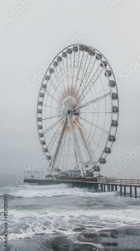 Ferris Wheel on the Beach in a Snowy Winter Day © olegganko