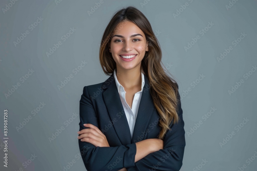 Isolated portrait of smiling business woman with crossed arms. Isolated portrait of smiling business woman with crossed arms.