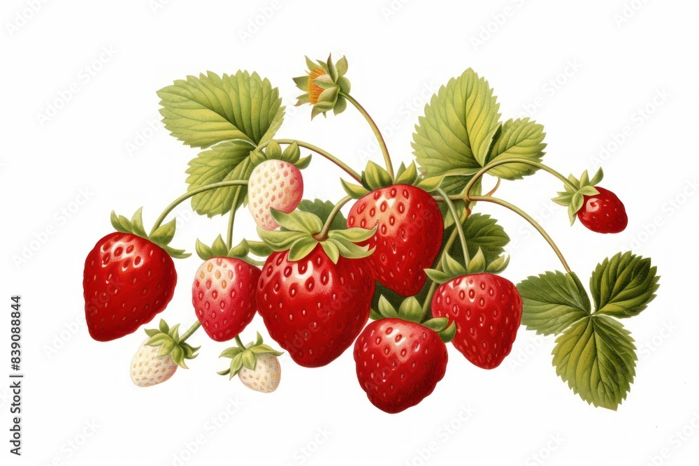 Strawberry plant fruit food white background. Strawberry plant fruit food white background.