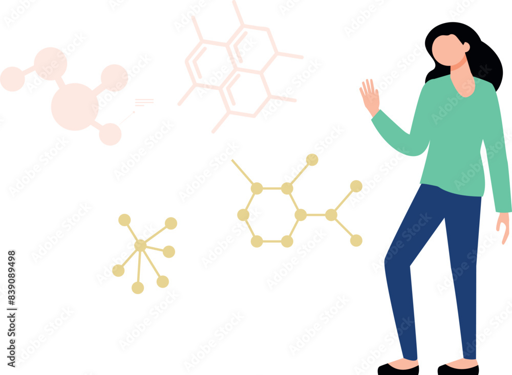 Obraz premium Girl showing different molecules.
