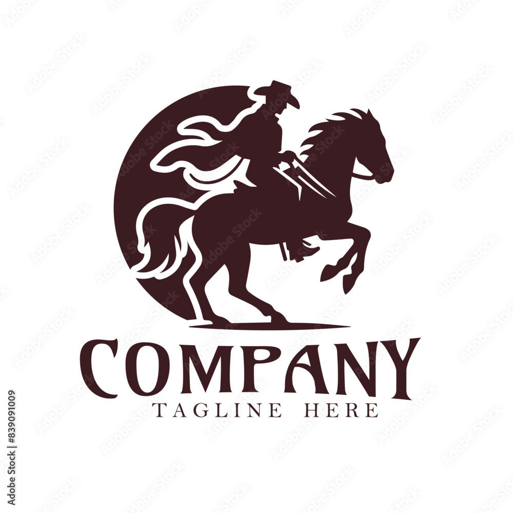 Cowboy riding a horse logo Cowboy riding a horse logo