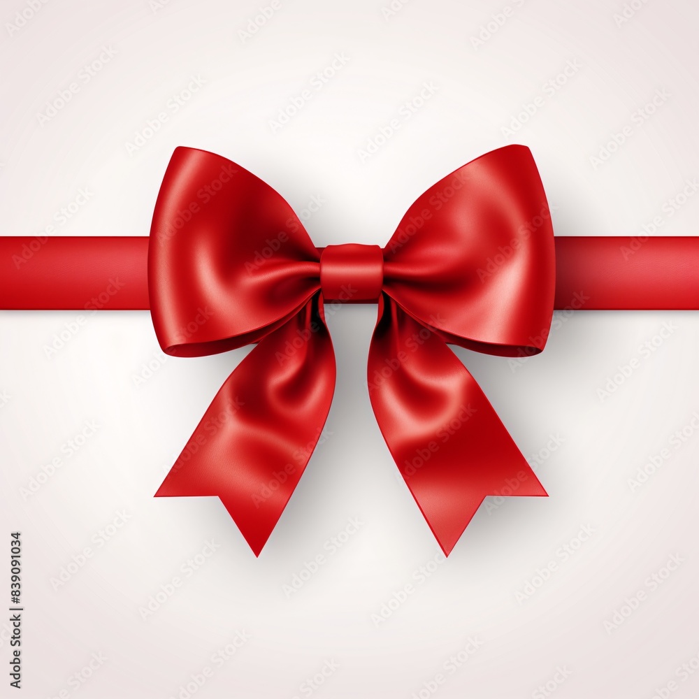Festive Red Ribbon with Bow for Holiday Greeting Card Design on White Background. Festive Red Ribbon with Bow for Holiday Greeting Card Design on White Background.
