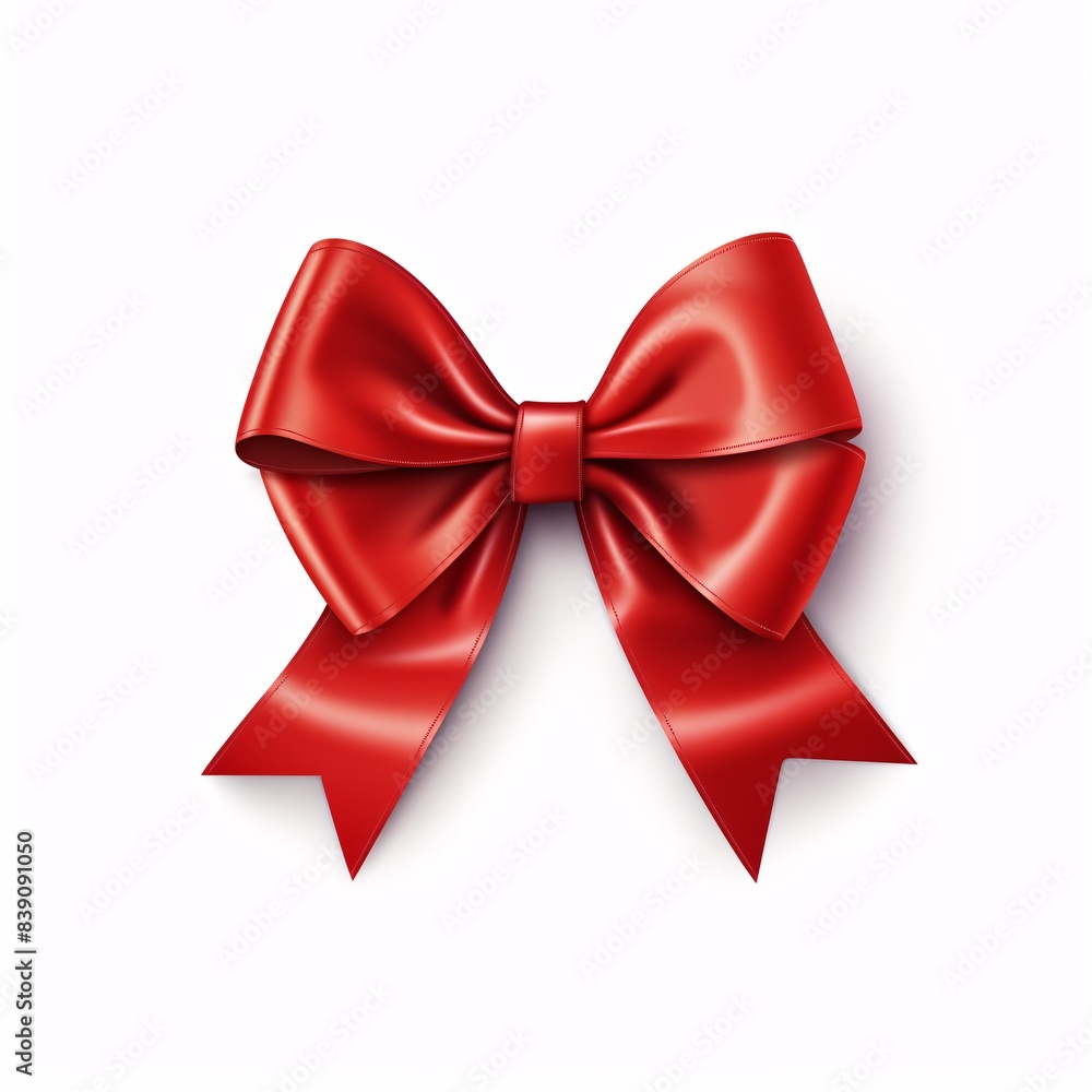 Festive Red Ribbon with Bow on White Background - Detailed High Resolution Gift Decoration Vector Illustration | Realistic Photo Style Festive Red Ribbon with Bow on White Background - Detailed High Resolution Gift Decoration Vector Illustration | Realistic Photo Style